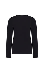 TOP CUELLO REDONDO ML NEGRO