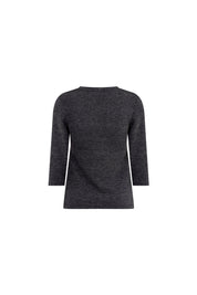 TOP CUELLO V MANGA 3/4 GRIS