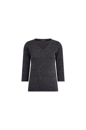 TOP CUELLO V MANGA 3/4 GRIS