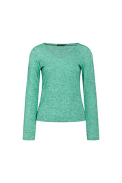 Top Cuello V Manga Larga Manzana