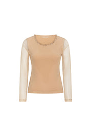 Top Mallita Cuello Brillos Arena