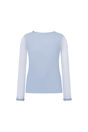TOP MALLITA CUELLO BRILLOS CELESTE