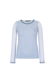 TOP MALLITA CUELLO BRILLOS CELESTE