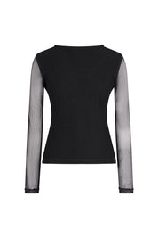 TOP MALLITA CUELLO BRILLOS NEGRO