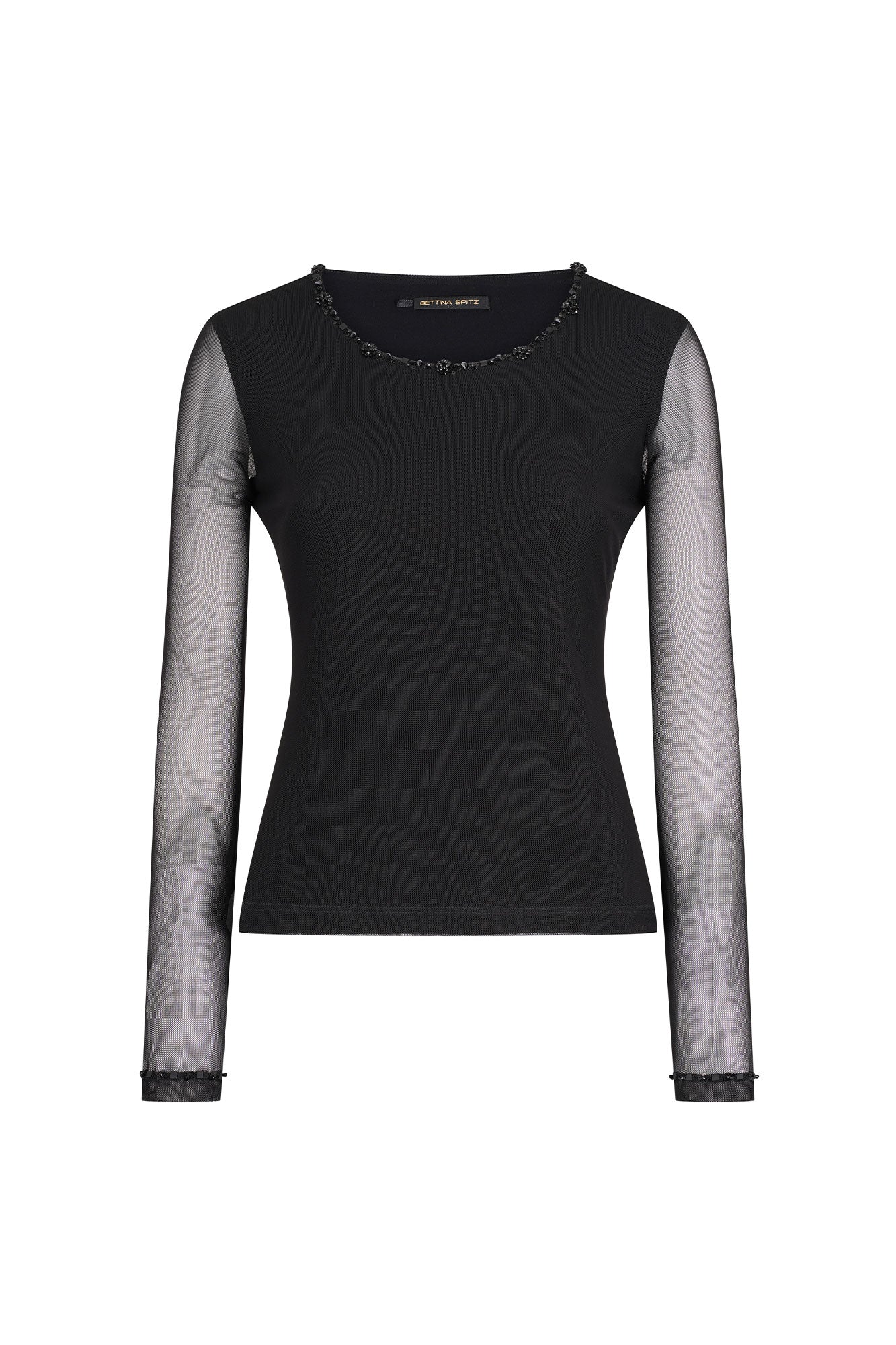 TOP MALLITA CUELLO BRILLOS NEGRO