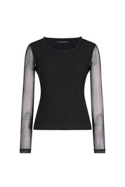 TOP MALLITA CUELLO BRILLOS NEGRO