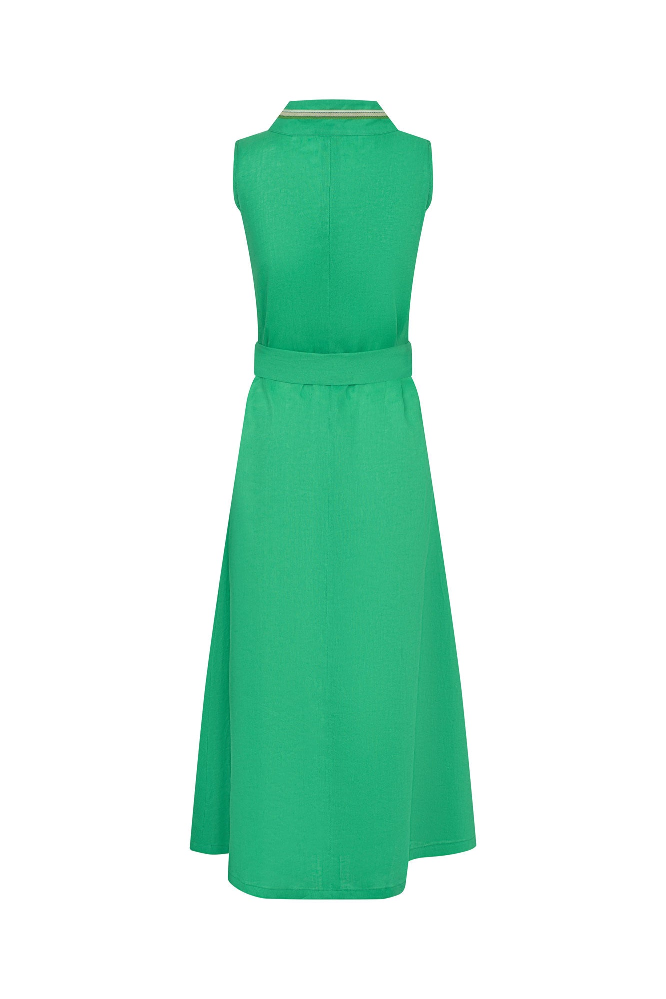 VESTIDO CAMISERO SISA LINO TIRA RANDA VERDE