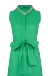 VESTIDO CAMISERO SISA LINO TIRA RANDA VERDE