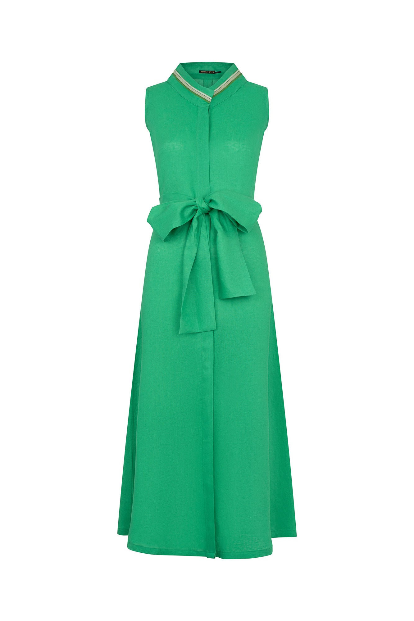 VESTIDO CAMISERO SISA LINO TIRA RANDA VERDE