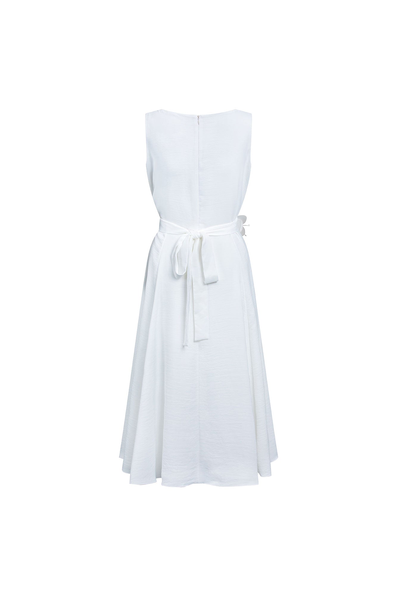Vestido Cinta Cintura Flor Lazo Nácar