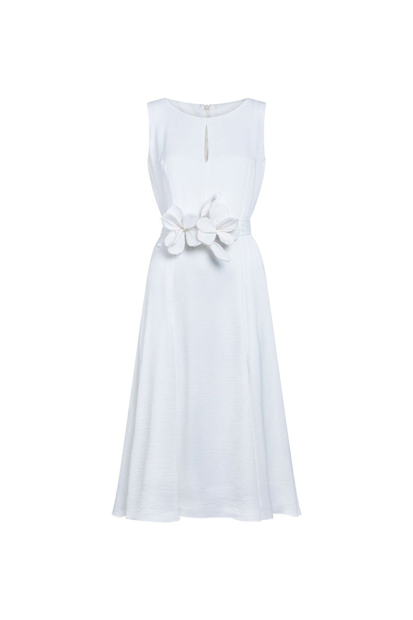 Vestido Cinta Cintura Flor Lazo Nácar