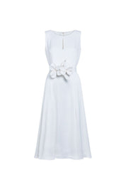 Vestido Cinta Cintura Flor Lazo Nácar