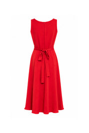 Vestido Cinta Cintura Flor Lazo Rojo