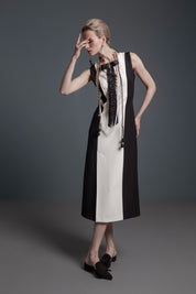 VESTIDO CORTE HOMBRO ABERTURA B/N