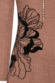 Vestido Cremallera Flor Maxi Chocolate