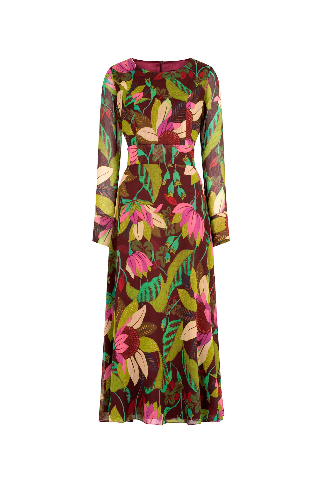 VESTIDO MIDI ML. TIRA FLORES VINO