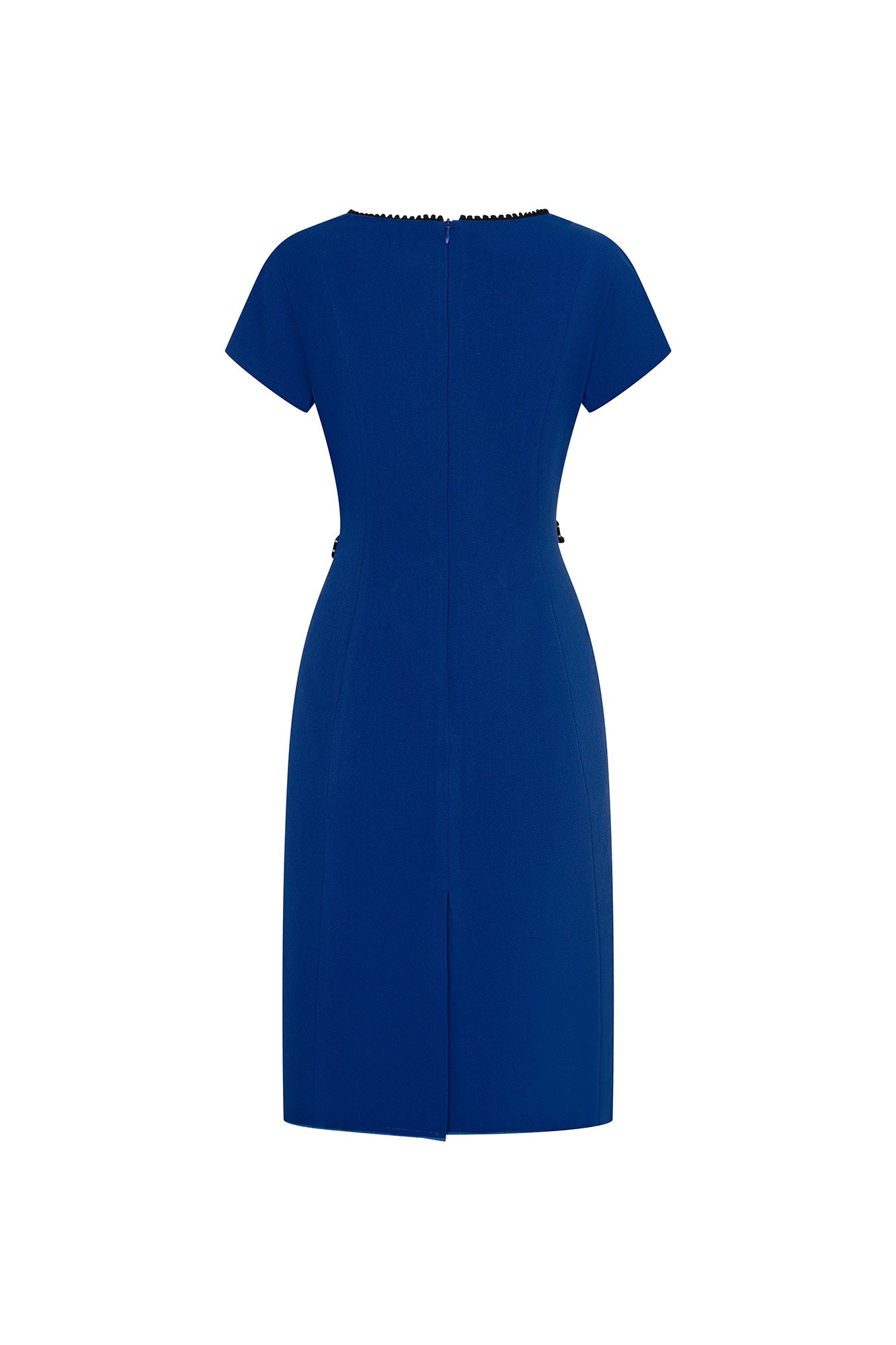 VESTIDO VALENTINA CINTURÓN RANDA AZUL