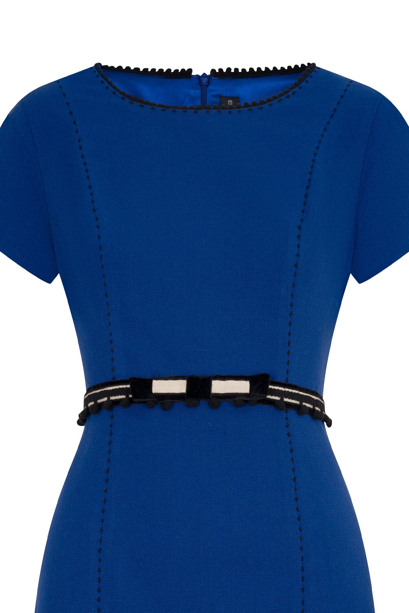 VESTIDO VALENTINA CINTURÓN RANDA AZUL