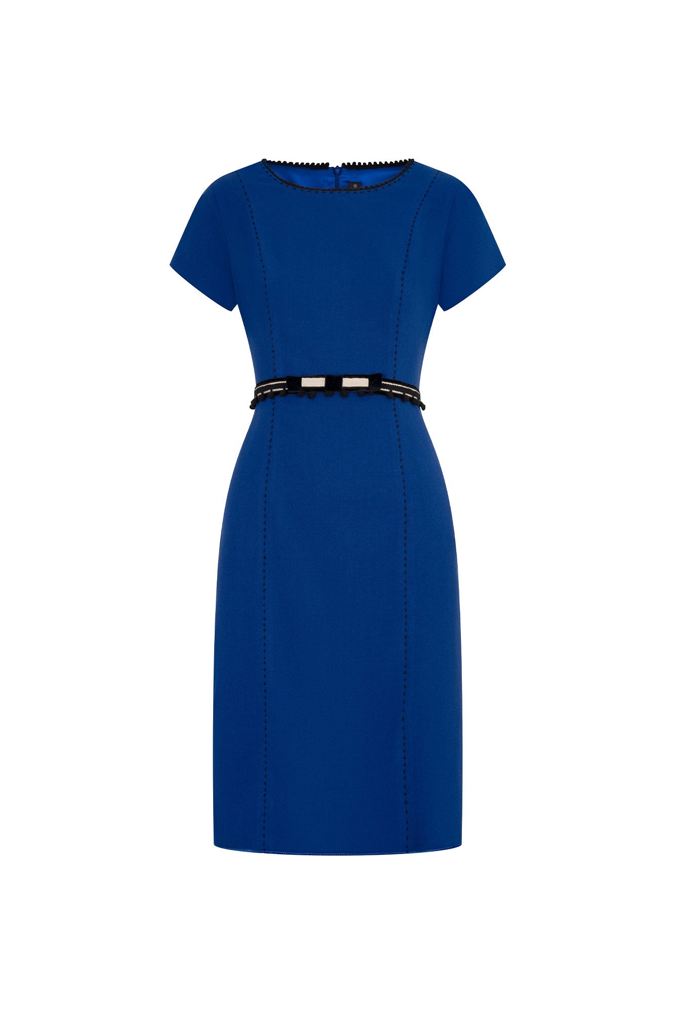 VESTIDO VALENTINA CINTURÓN RANDA AZUL