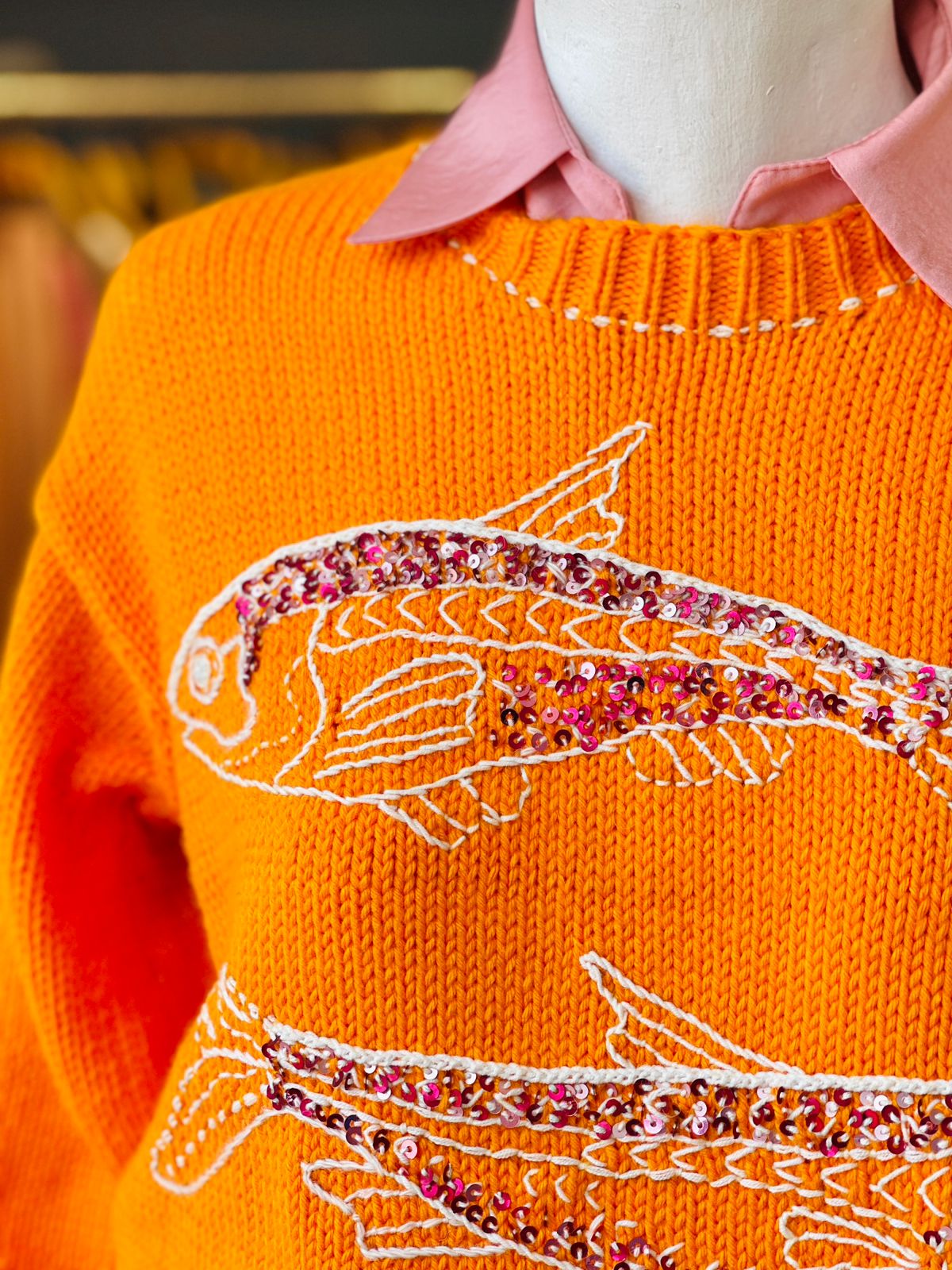 SACO CUELLO ALTO PESCADOS NARANJA