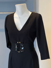 CINTURÓN ELÁSTICO FLOR LENTEJUELA NEGRO