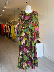 VESTIDO MIDI ML. TIRA FLORES VINO