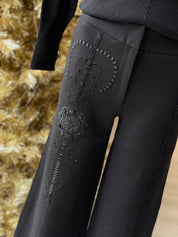 PANTALÓN PATCH ANCHO FLOR GUIPIURE NEGRO