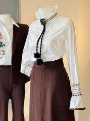 FALDA LARGA DOBLEPESPUNTE COFFE