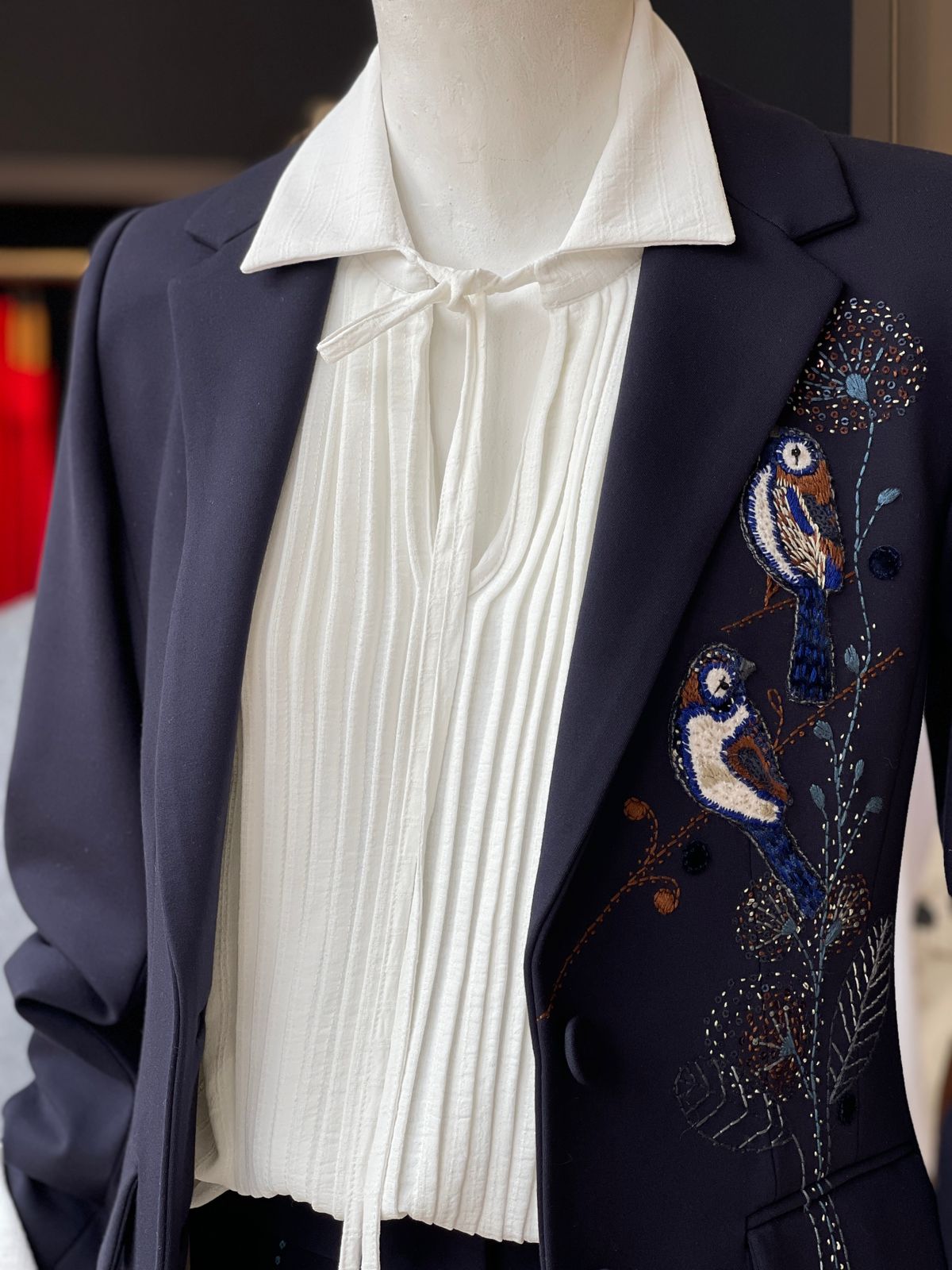 Blusa Alforzas Mancorna Rosas Ivory