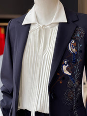 Blusa Alforzas Mancorna Rosas Ivory