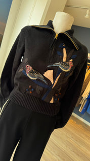 Saco Cuello Medio Cremallera Ramas Negro