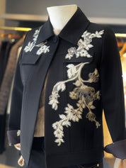 Chaqueta Jean Flor Barroco Negro