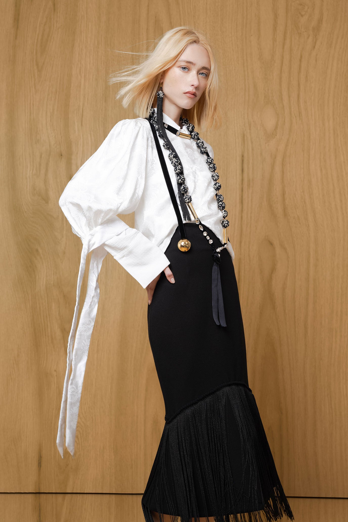 Blusa Manga Puff Moño Blanco