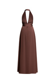 Maxi Vestido Halter Costado Tira Chocolate